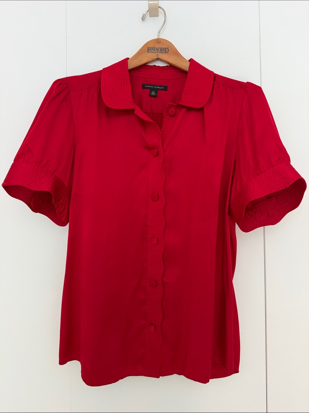 Banana Republic Vibrant Red Short-Sleeve Button Front Shirt